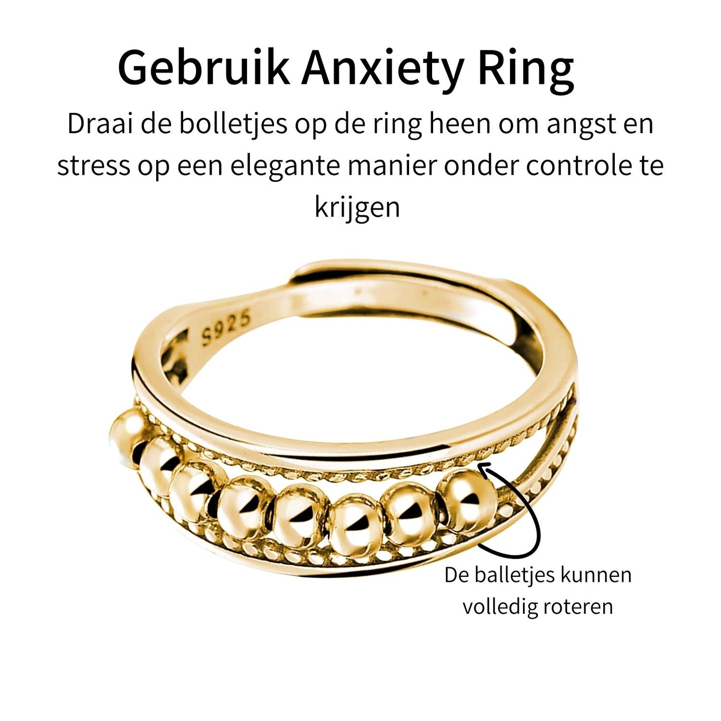 Anxiety Ring (Golf) zilver 925 Gold Plated Gebruik