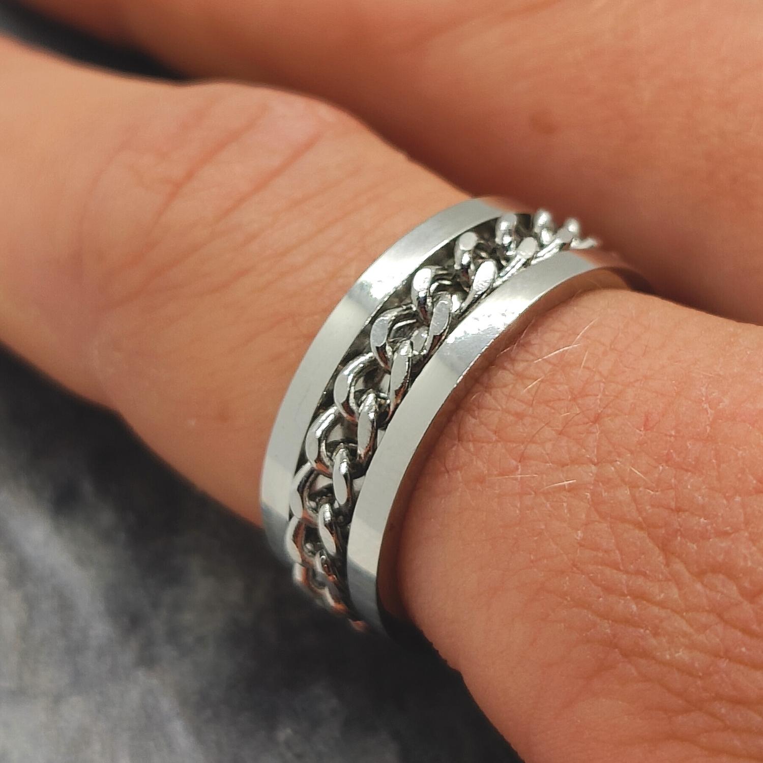 Anxiety Ring (Kettinkje) Zilveren ketting om vinger