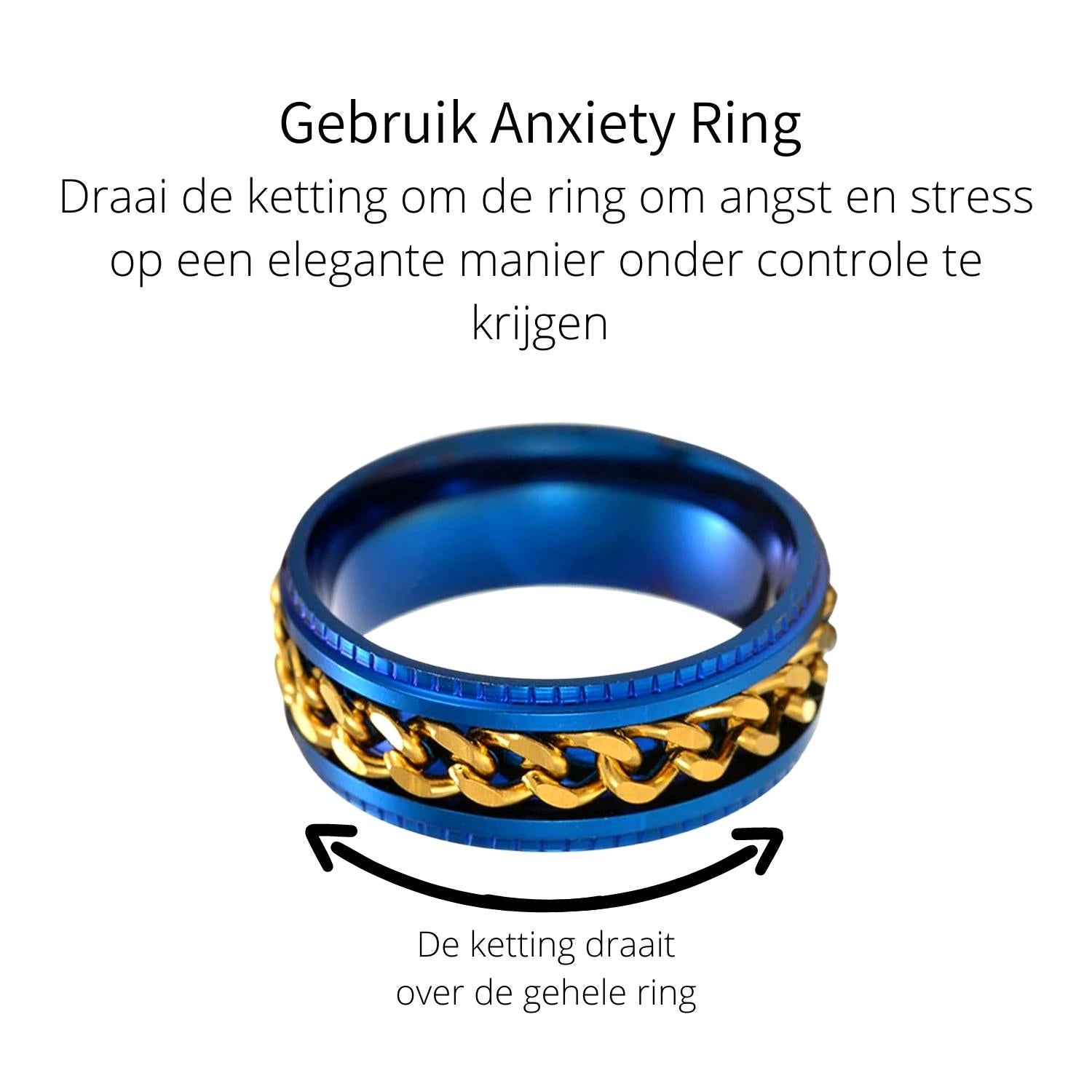 Anxiety Ring (ketting) Blauw-Goud gebruik